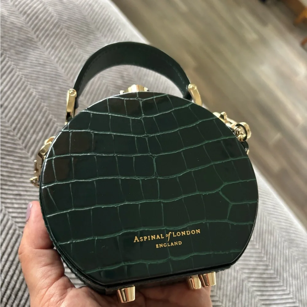 Aspinal of London Hat Box Micro crocodile-embossed patent leathers - Picture 14 of 15